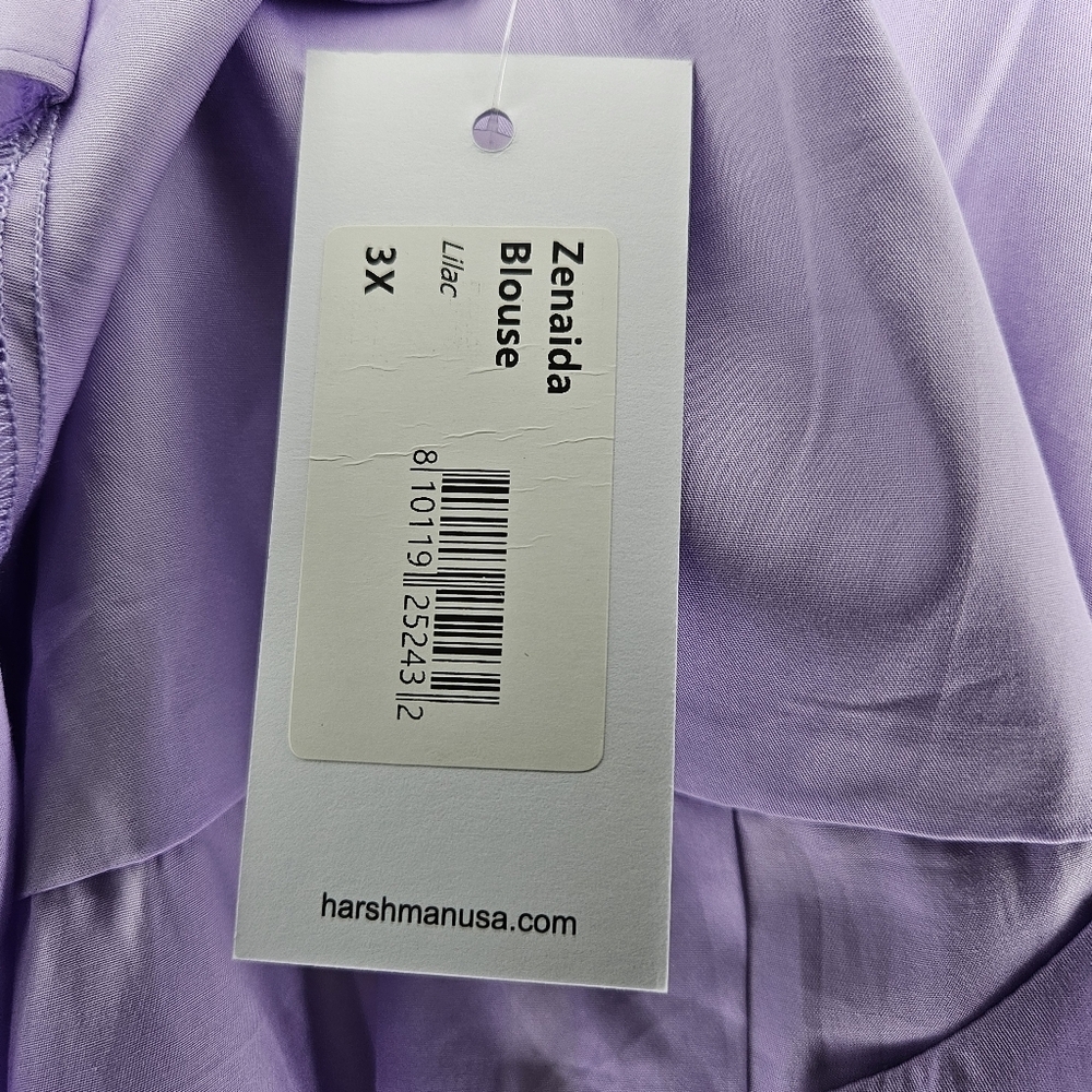 Harshman Blouse Zenaida Lilac Purple Flared Bell Sleeve Plus Size V-Neck Casual - Picture 8 of 10